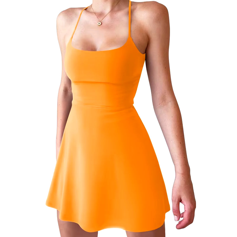 Women’s Sleeveless Mini Tennis Dress with Shorts | Summer Athletic Golf Outfit