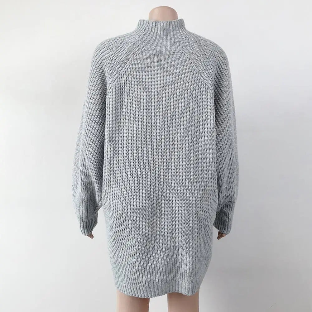 Cozy High-Collar Loose Fit Sweater Dress | Autumn Winter Women’s Warm Sweater