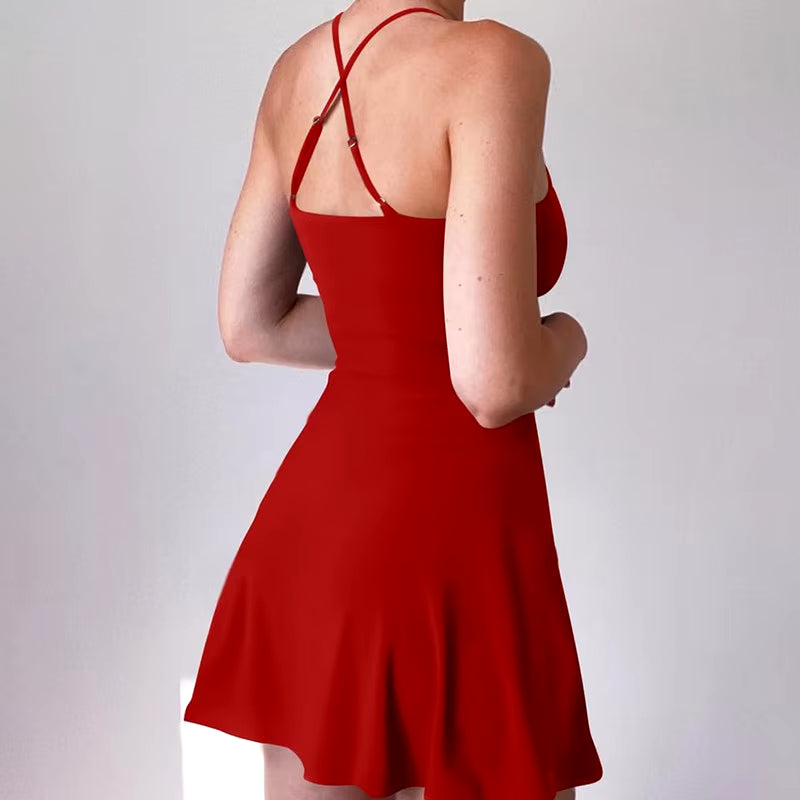 Women’s Sleeveless Mini Tennis Dress with Shorts | Summer Athletic Golf Outfit