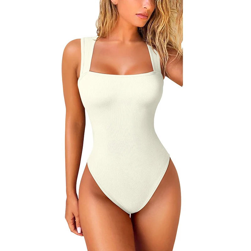 Sexy Summer High Waist for Women Cupless Comfortable Square Collar Shapewear Ultra Elastic Slim Thong Shapewear Jumpsuit