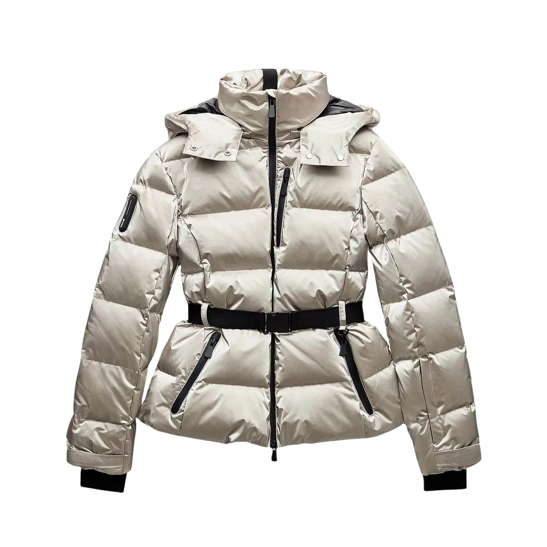 Women's Belted Hooded Down Cotton Jacket – Warm, Windproof, and Stylish